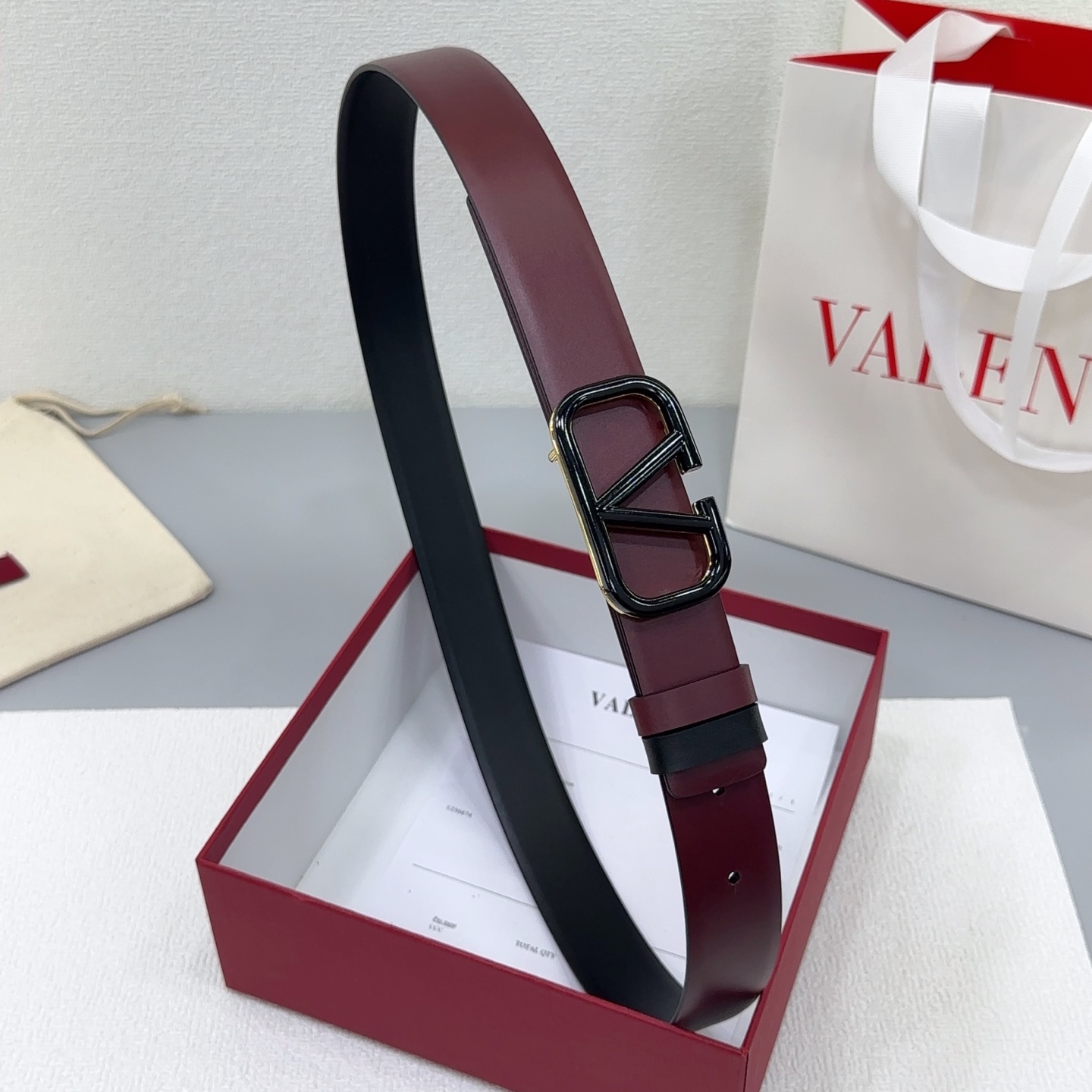 Valentino Reversible Leather Belt 3cm