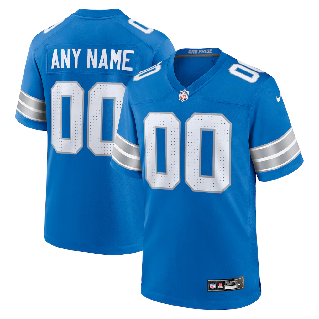 Customized Detroit Lions Football Jersey Nike White Blue Black Home and Away Game Jersey