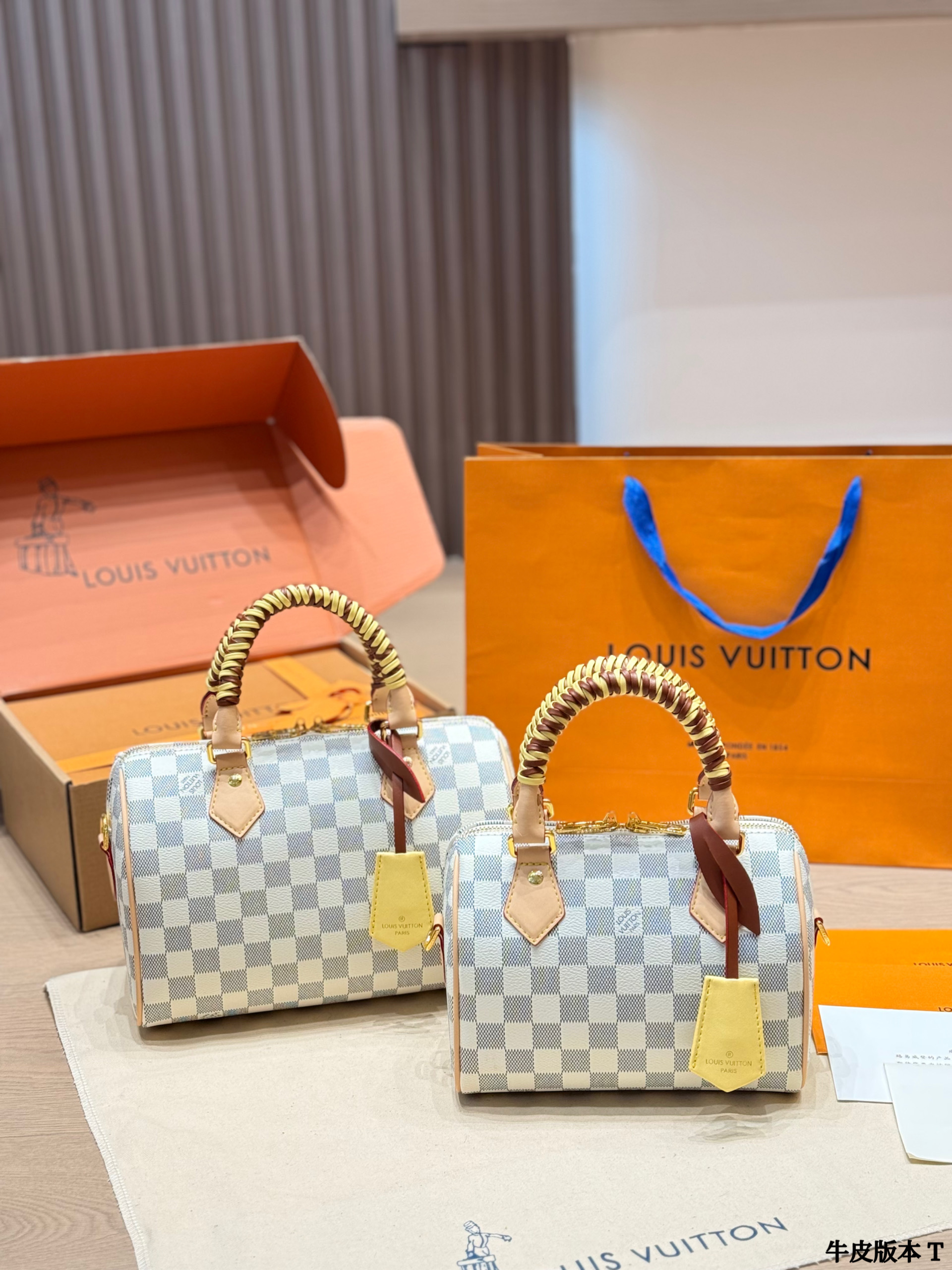 Louis Vuitton LV Speedy 16/20/25/30 Damier Azur Braided Brown Check Canvas  Bandoulière Top Handle Bag - KAIROO