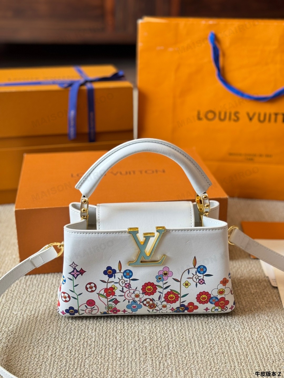 Louis Vuitton LV x TM Capucines East-West Mini Enamel Logo Color Flower Top Handle Bag - KAIROO