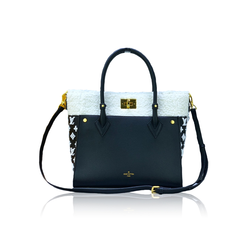 Louis Vuitton LV cowhide and wool leather patchwork tote bag