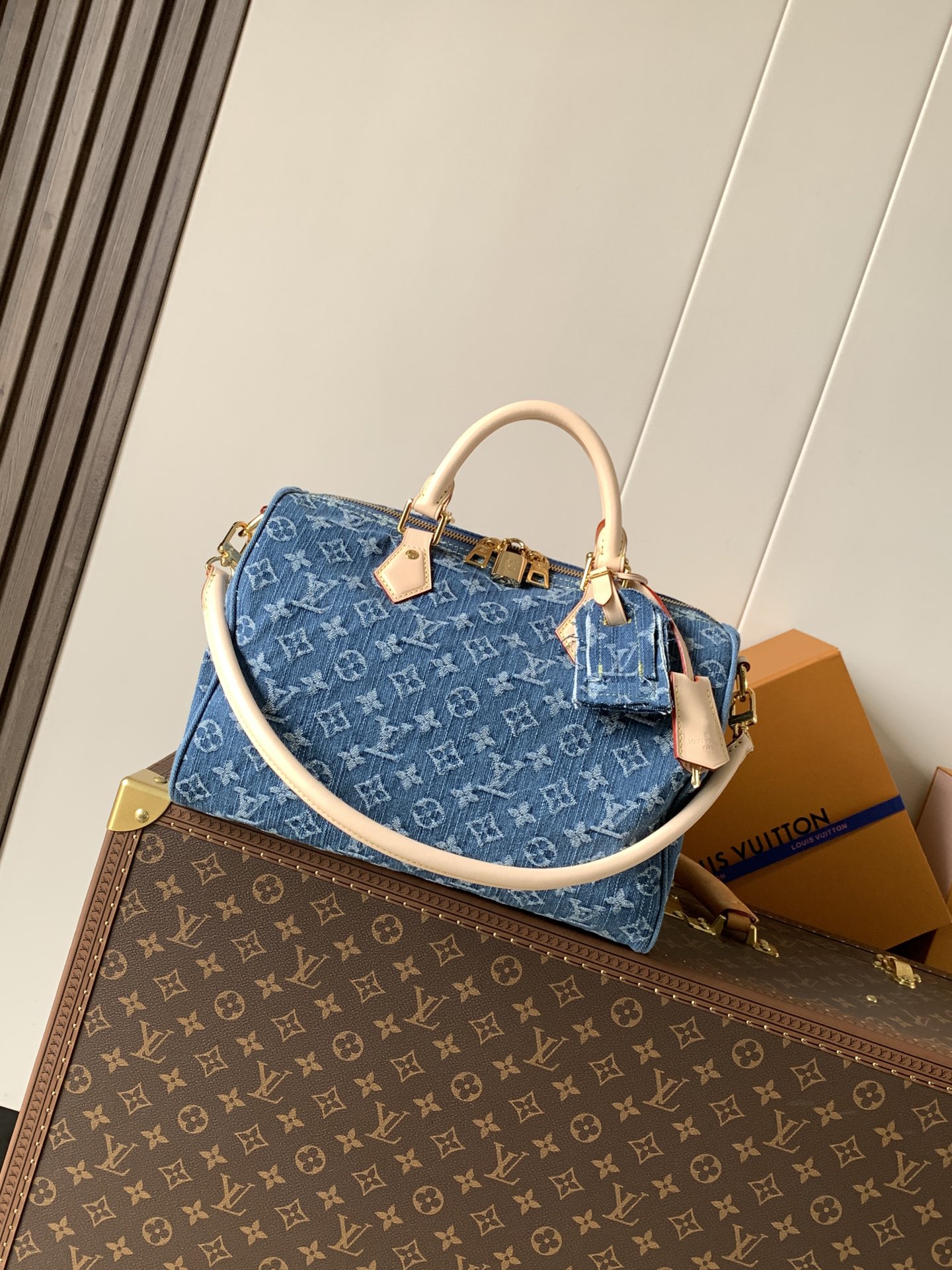 M14430 Speedy Soft 30 in Blue Monogram Denim