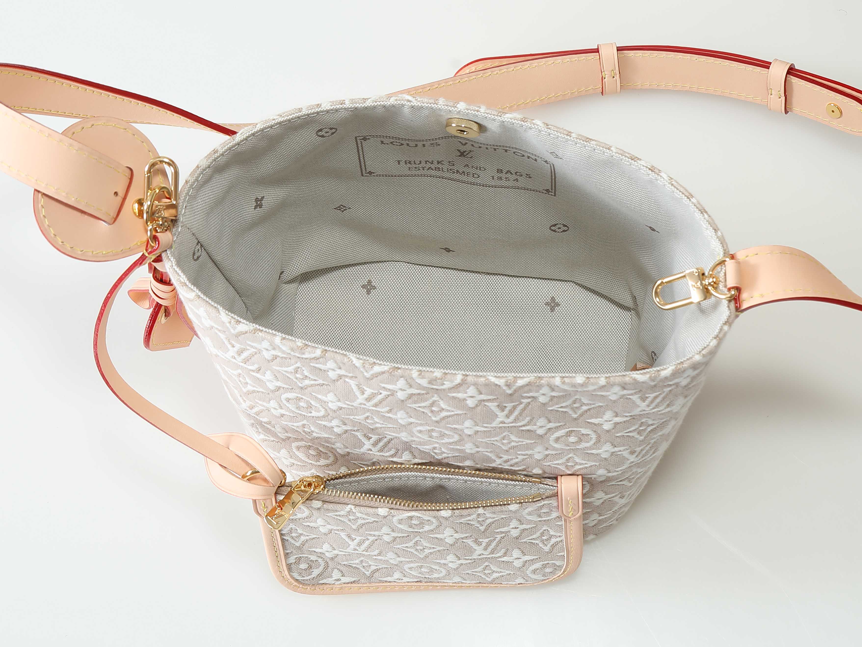 Louis Vuitton LV All In BB Beige jacquard bucket bag