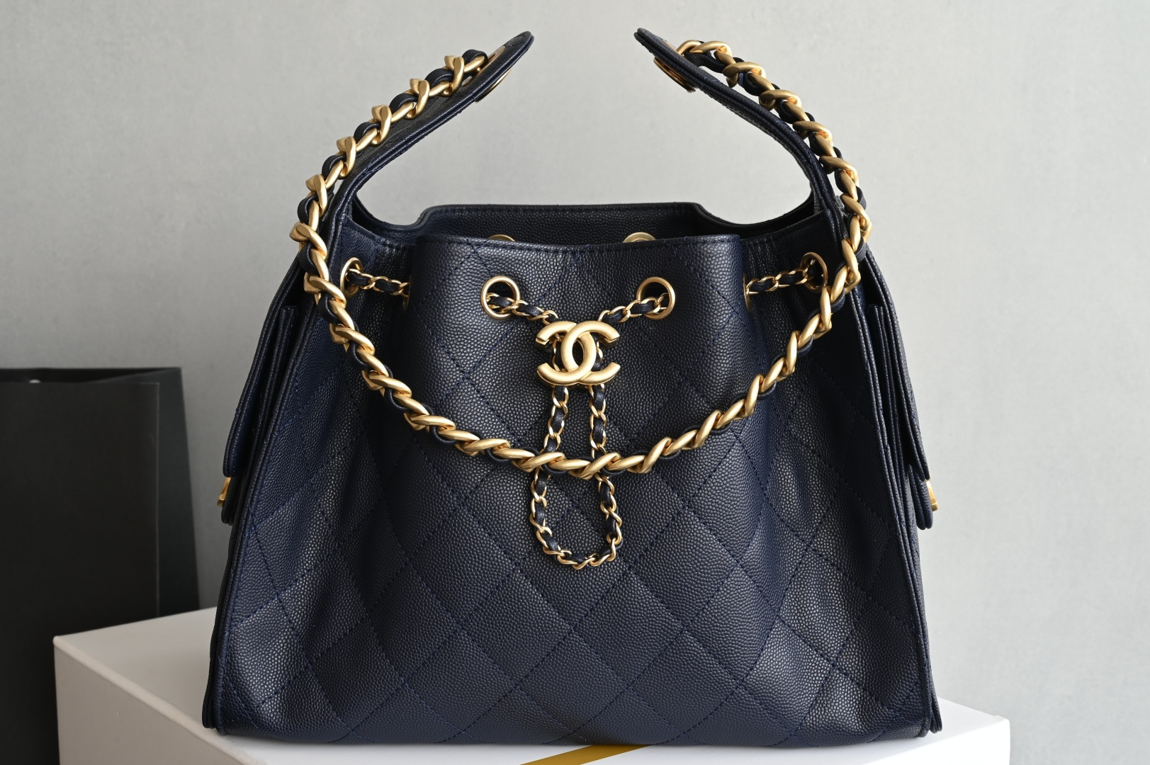 Chanel 25 Small Hobo Bag in Dark Blue AS5293