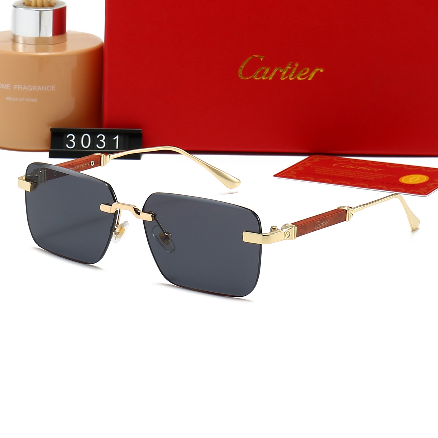 Cartier C Décor Collection Rimless Rectangular Sunglasses Top quality - KAIROO