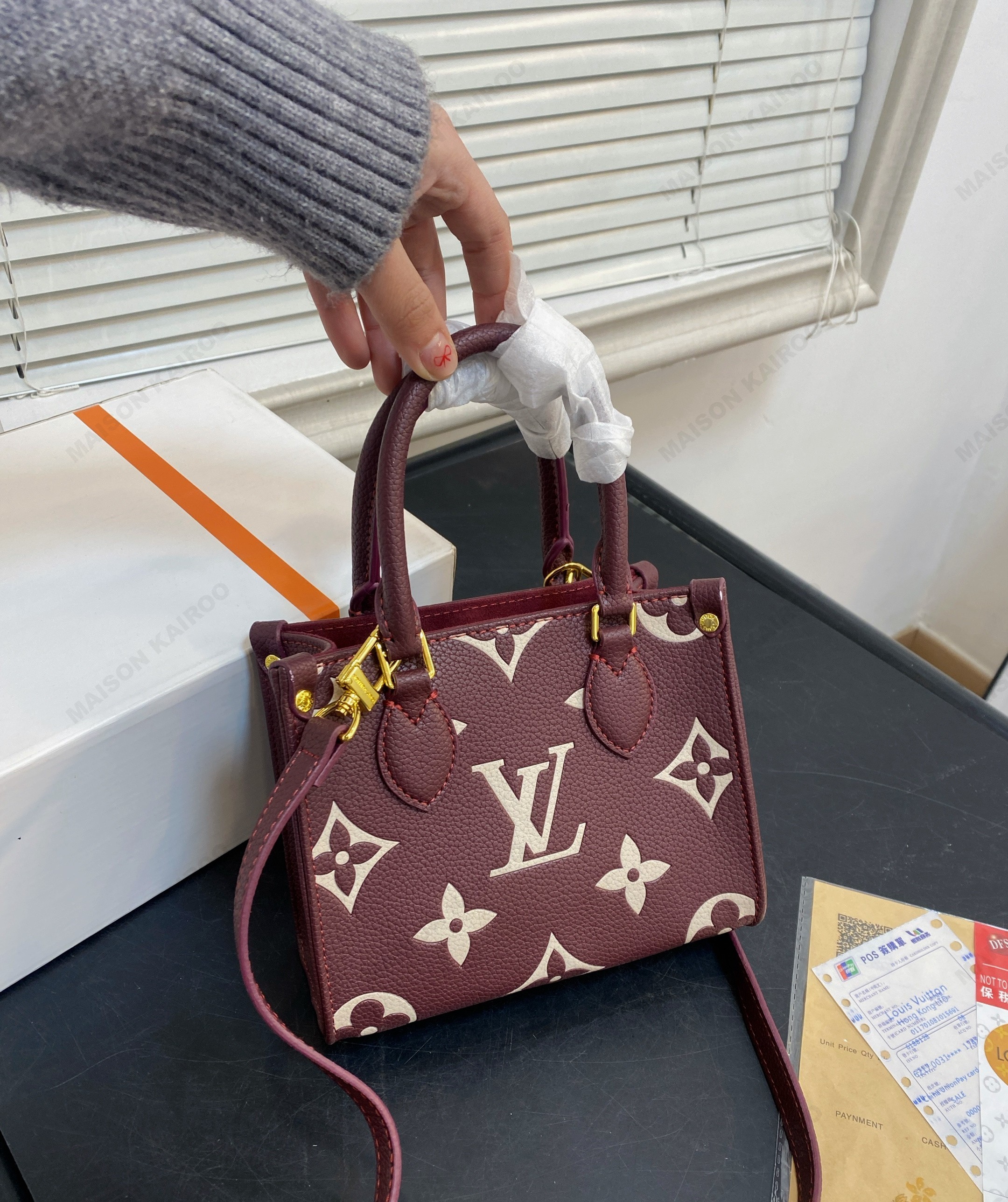 Louis Vuitton LV OnTheGo BB/PM/MM/GM Bordeaux Grained Monogram Empreinte Leather Tote Top Handle Bag - KAIROO
