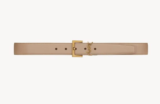 Saint Laurent Beige Cassandre Belt 3cm in Smooth leather