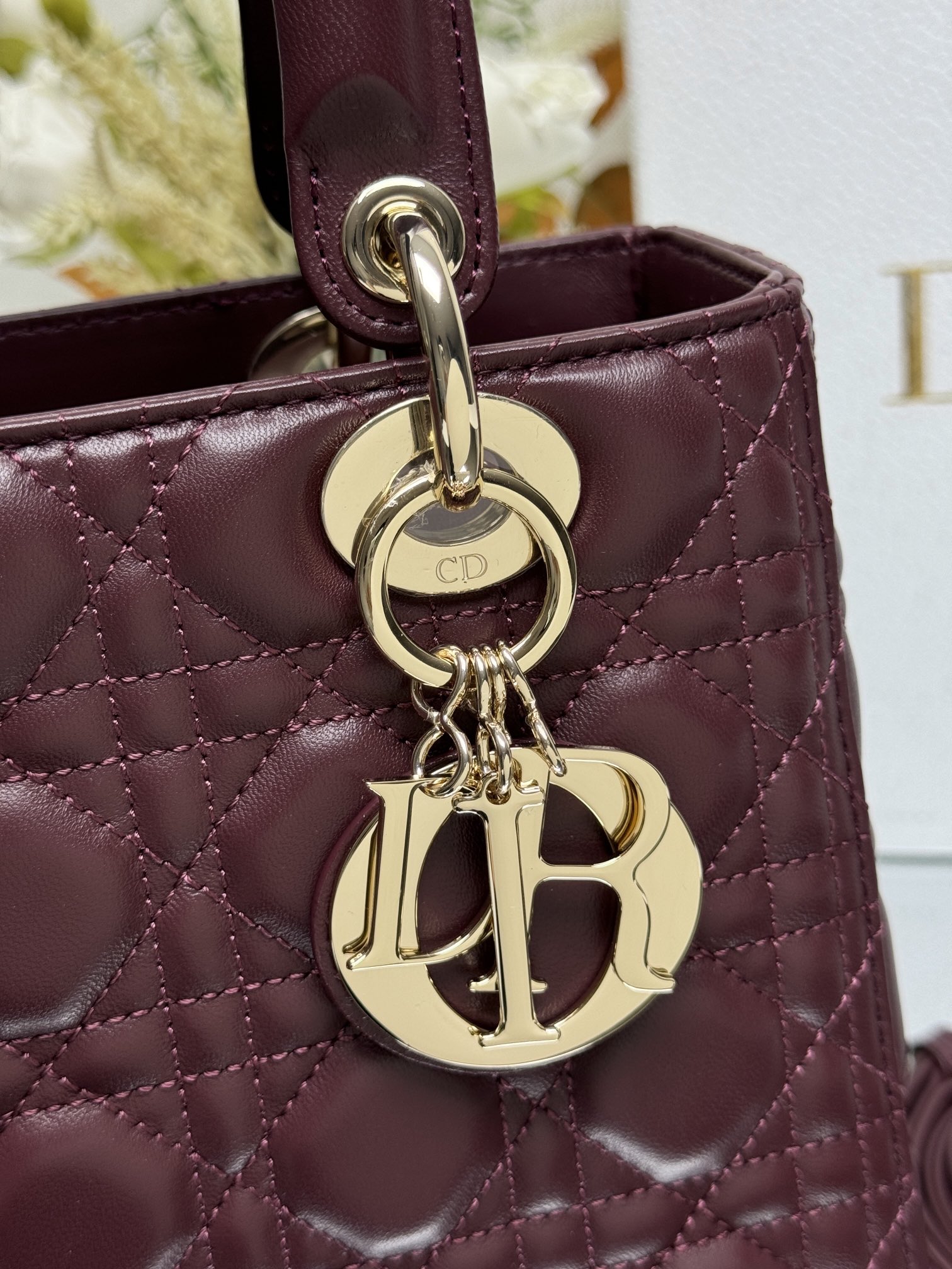 Medium Lady Dior Bag in Dark Red Cannage Lambskin