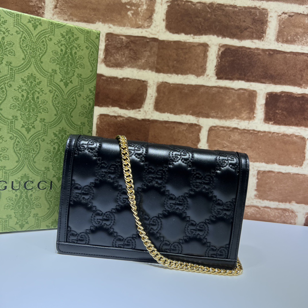 Gucci GG Marmont Quilted Chain Bag Black