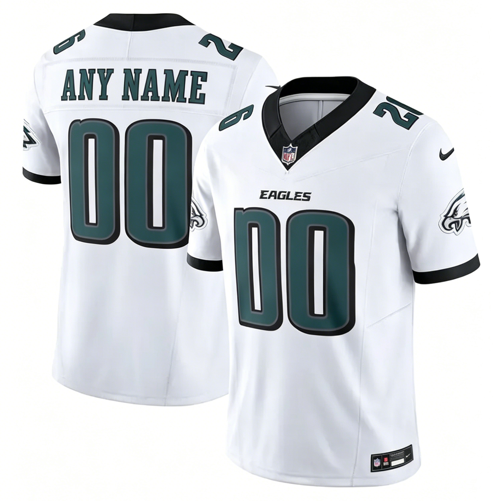 Customized Philadelphia Eagles Football jersey Nike White Black Vapor F.U.S.E. Limited Jersey
