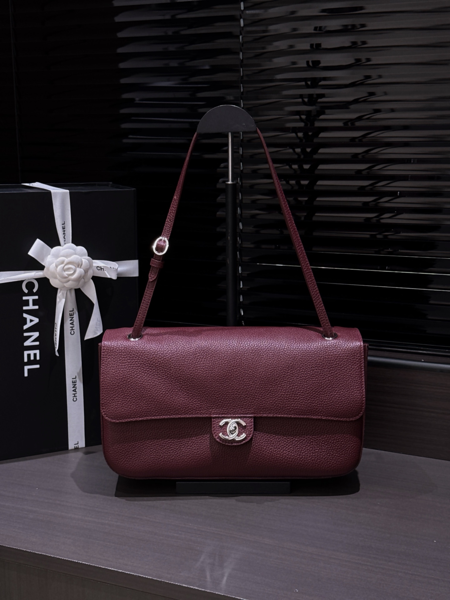 CHANEL Spring Summer 2026 Maxi Flap bag 32cm in Burgundy AS6231