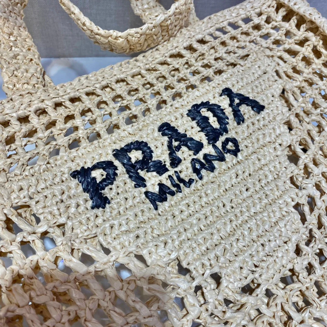 Prada  SMALL LOGO RAFIA TOTE 38CM