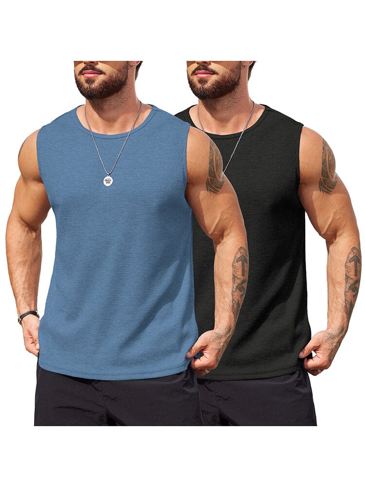 (Pre-order)Casual 2 Pack Waffle Tank Tops (US Only)