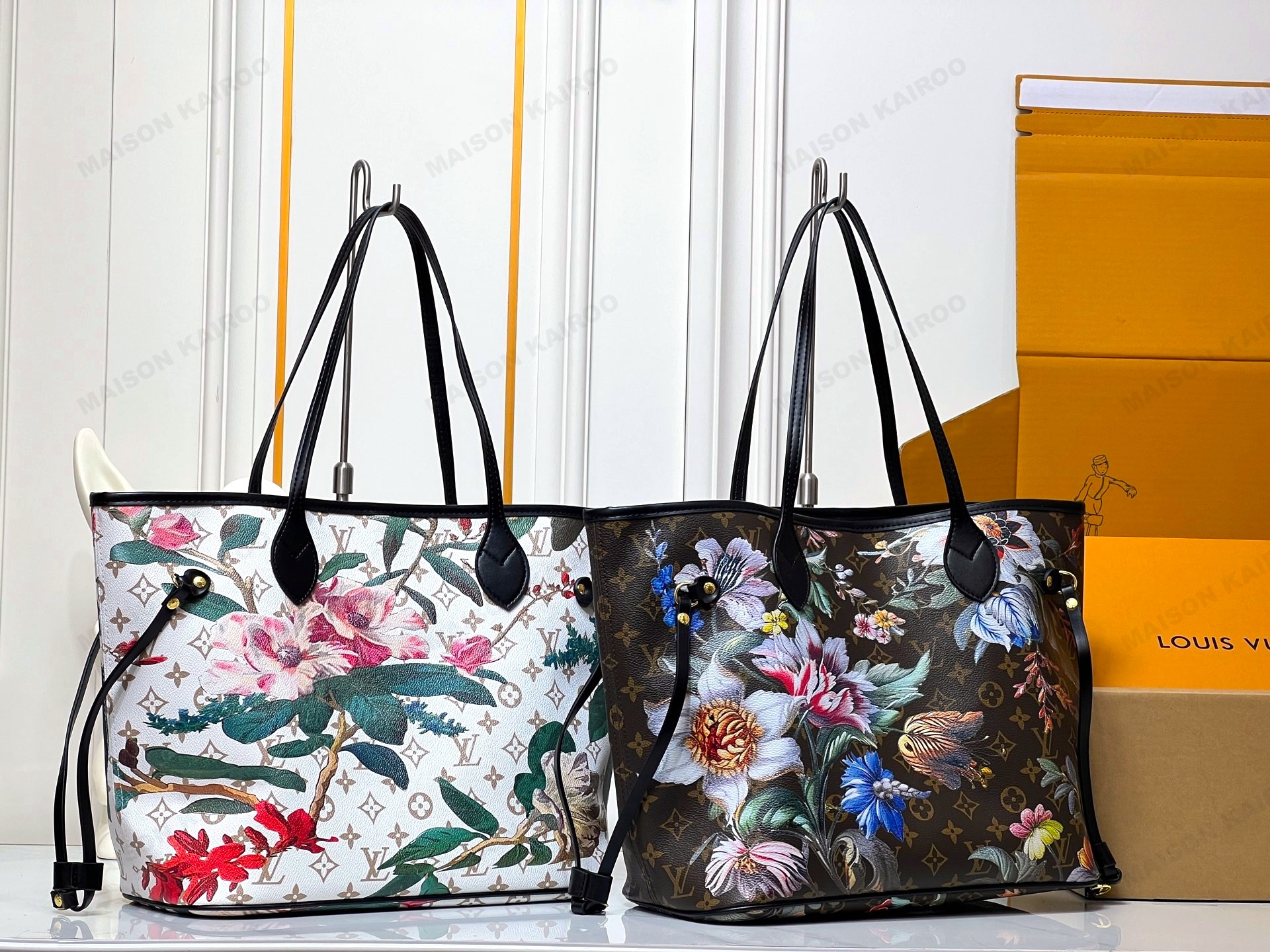 Louis Vuitton LV Neverfull MM Eden Floral Edition Monogram Canvas Tote Top Handle Bag With Pouch - KAIROO