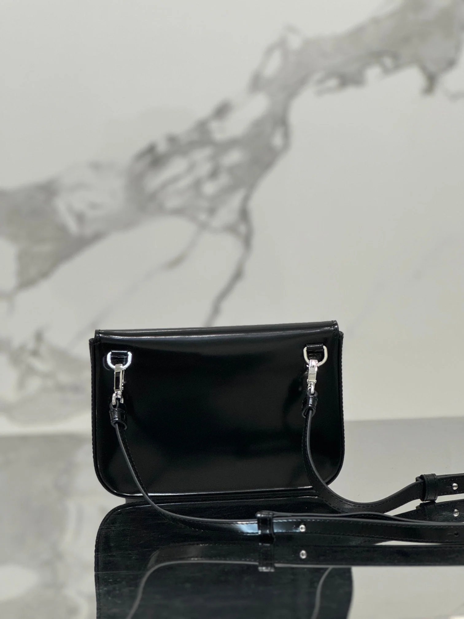 Prada FLAP BAG 18 IN BLACK SHINY CALFSKIN