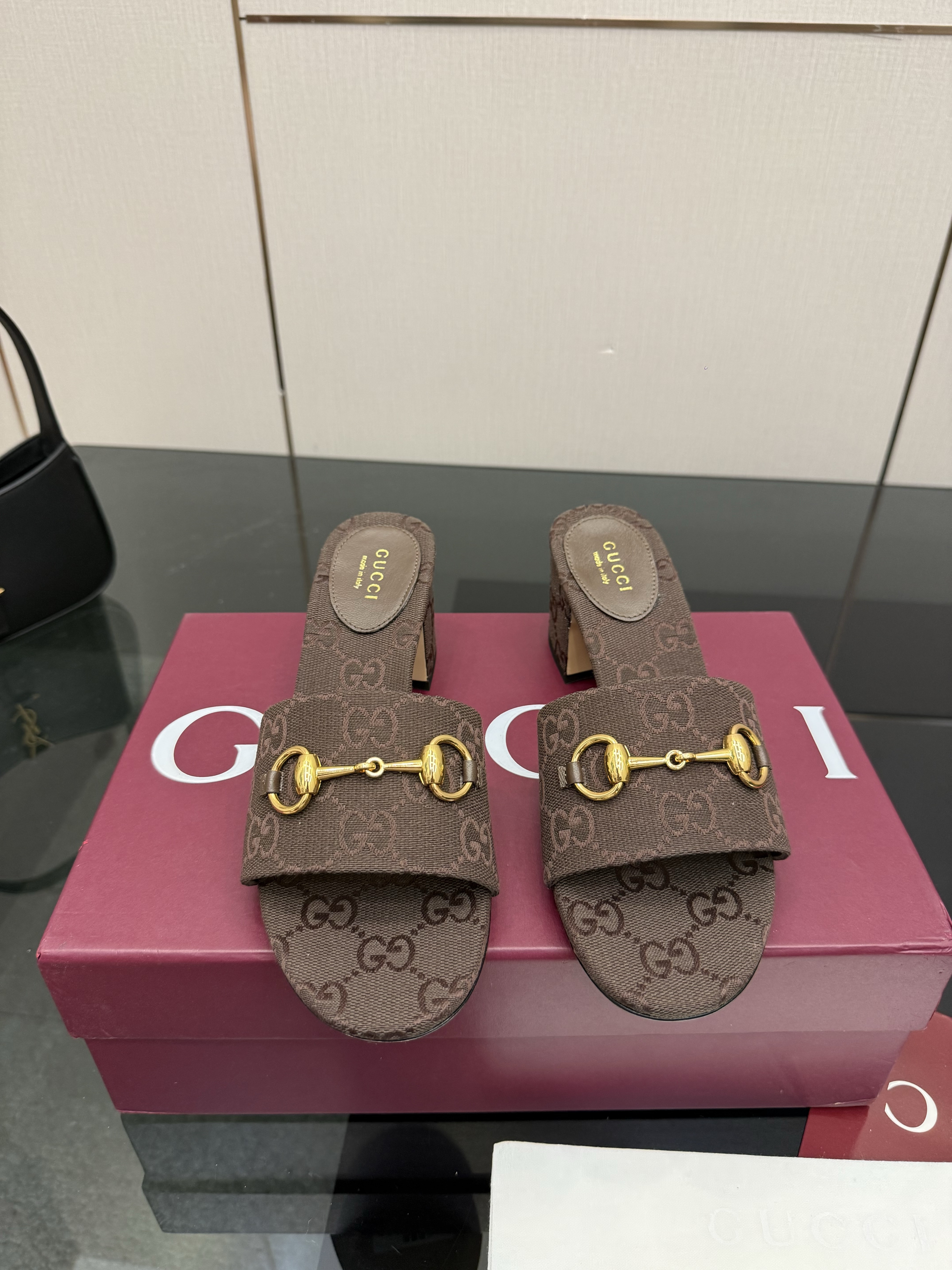 Women's Gucci Horsebit Heeled Slides