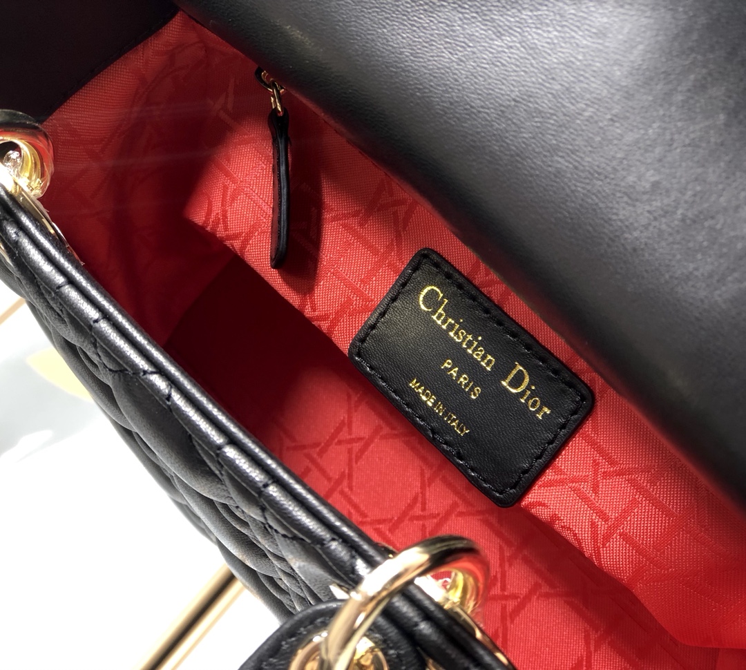 Dior Medium Lady Dior Bag Black Patent Cannage Calfskin M0565OWCB_M900