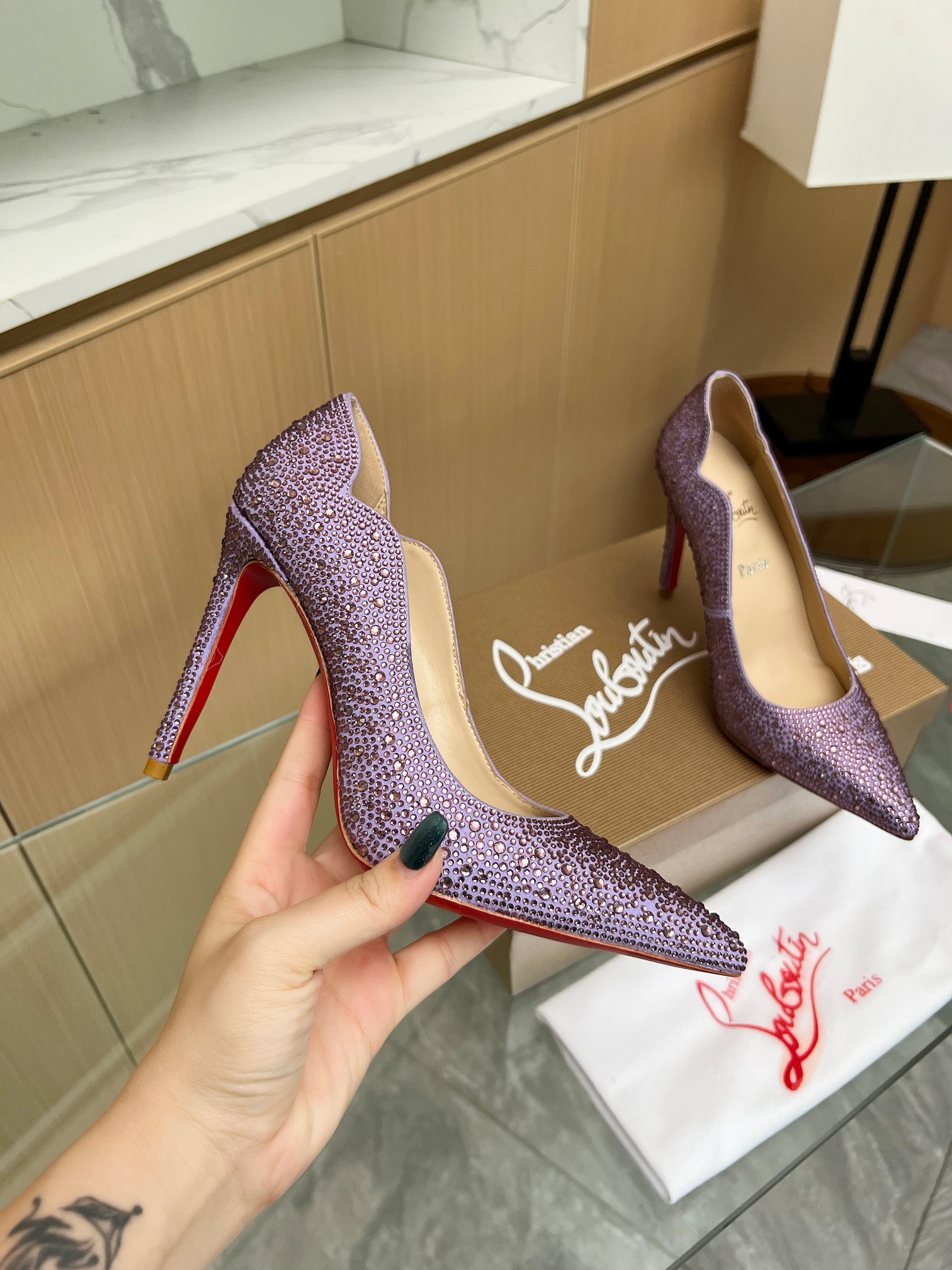Christian Louboutin Crystals Leather Pump