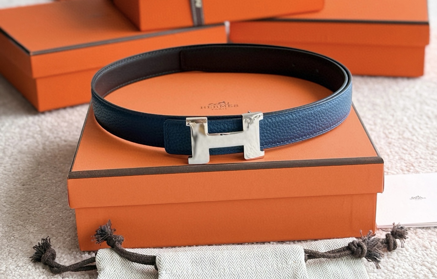 Hermes Mini Constance  Reversible Leather Belt 24mm