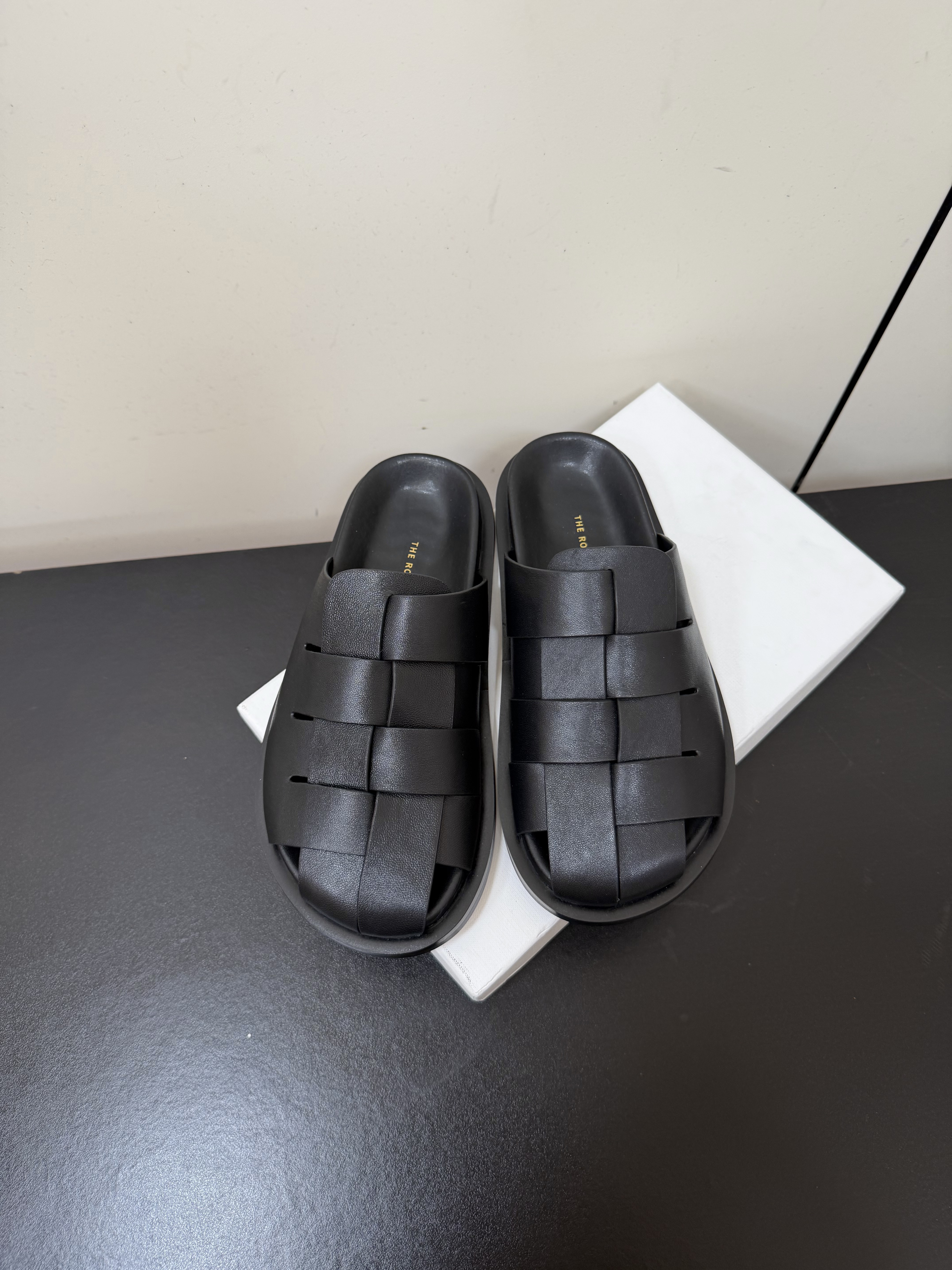 The Row Woven Leather Mules