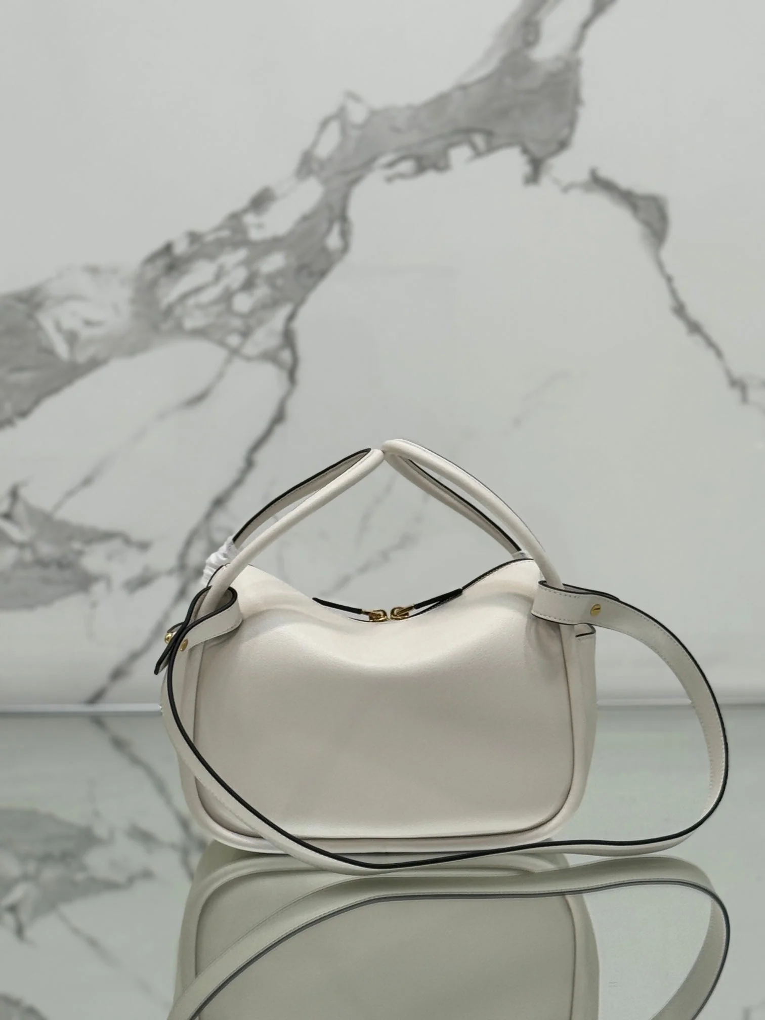 Prada DARLING HANDBAG 25 IN WHITE SOFT GRAIN LAMBSKIN