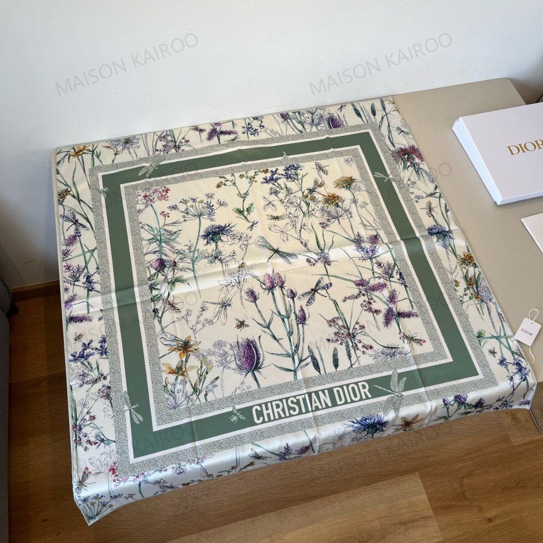 Dior Base Dragonfly Floral Square Scarf - KAIROO