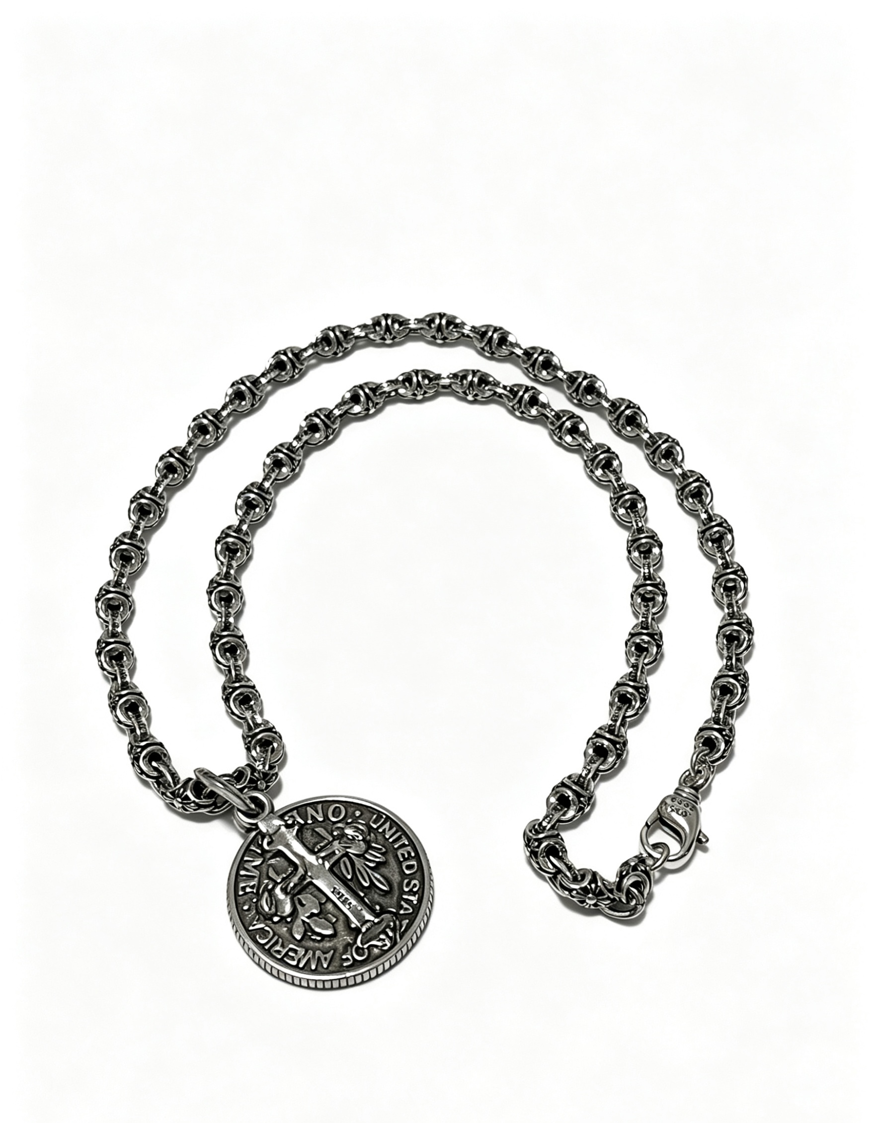 Chrome Hearts Oxidized Silver Unisex Necklace 60cm
