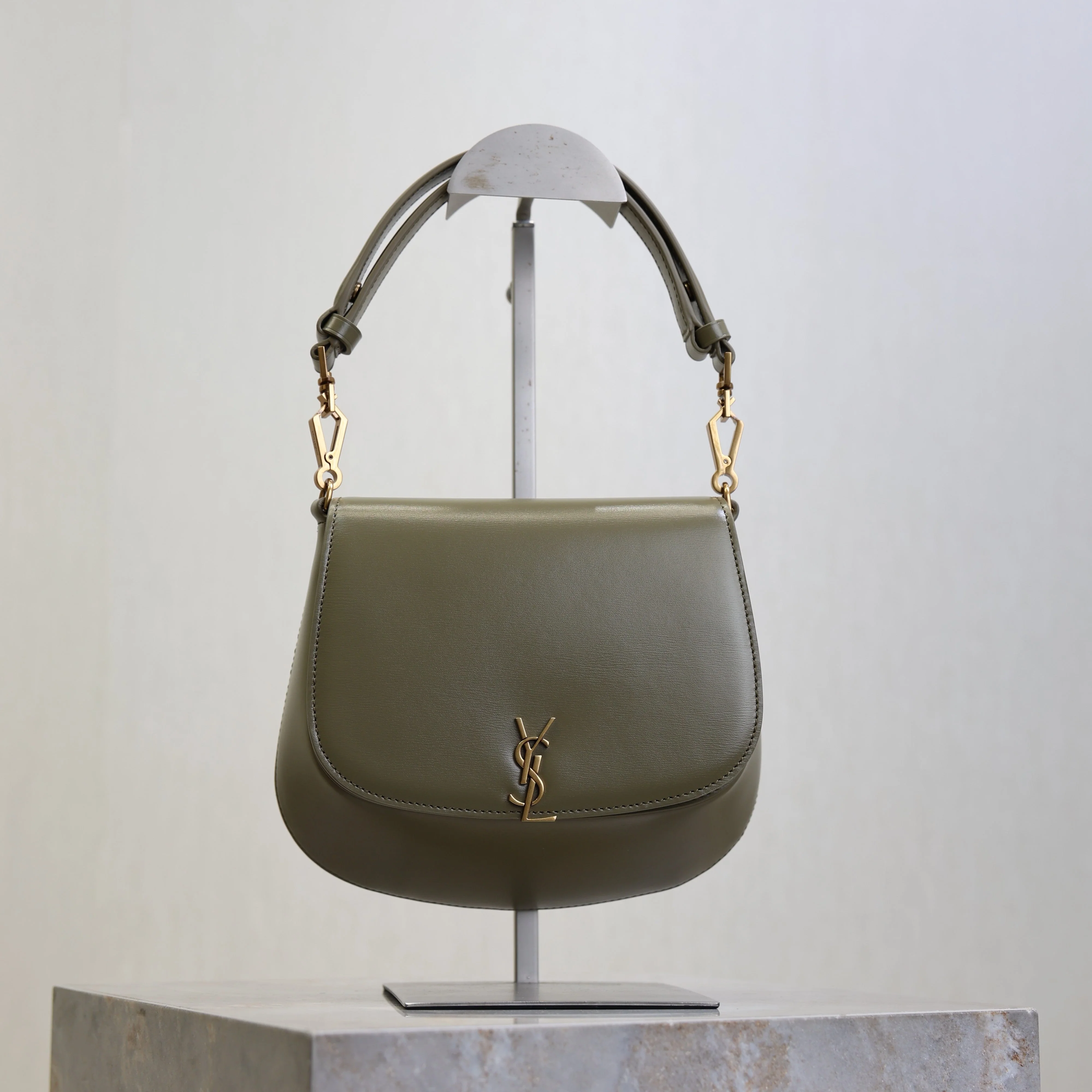 Saint Laurent YSL Mini Voltaire 21cm Olive Green Calfskin GHW