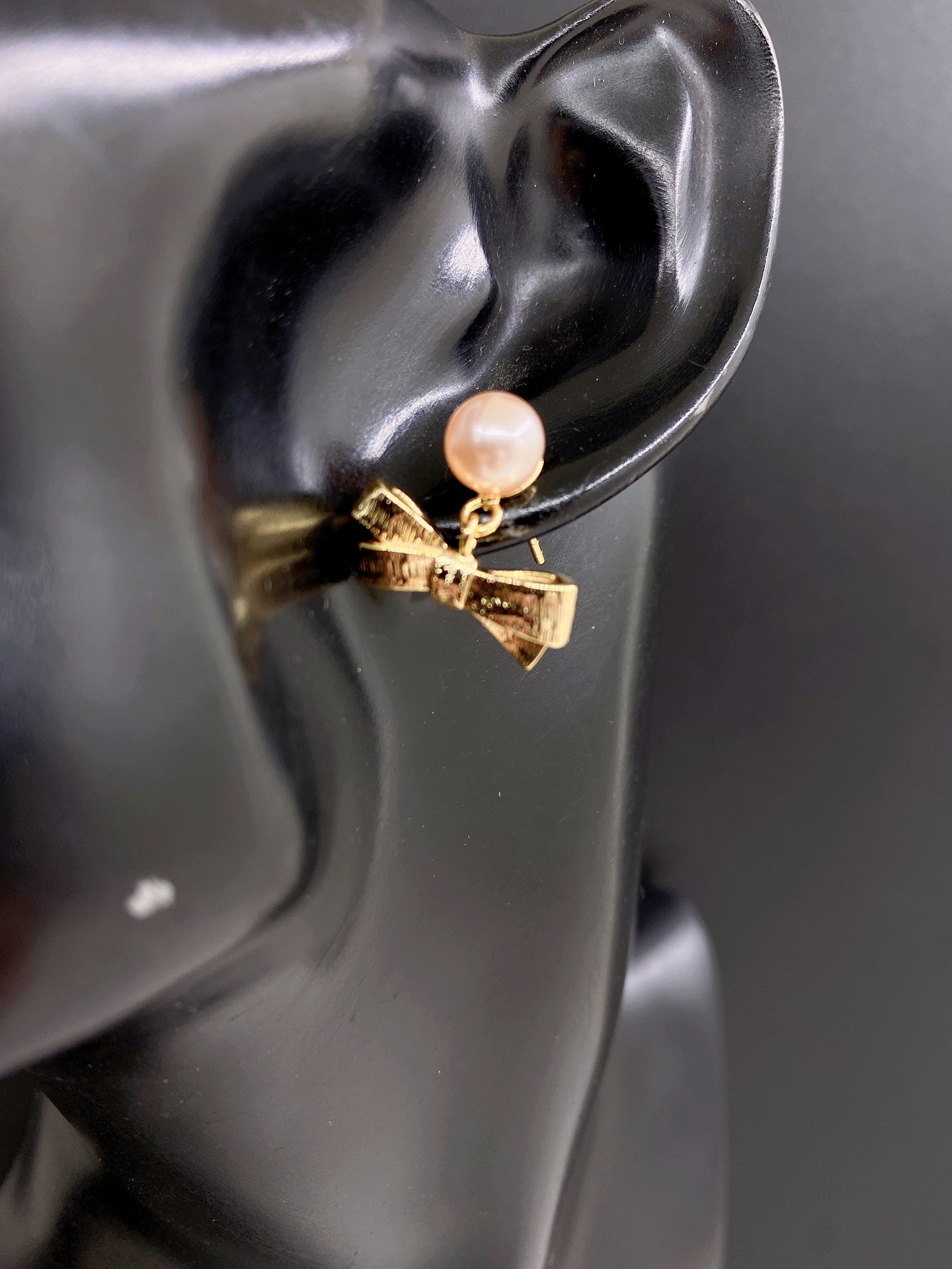 Dior Small Bow CD Asymmetric Earrings
