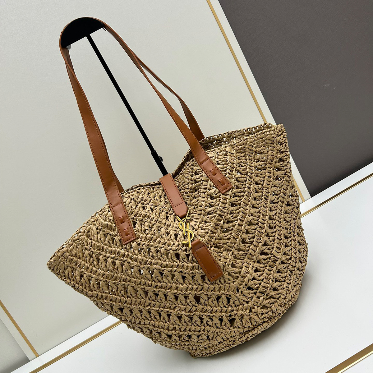 Saint Laurent YSL Medium Raffia Tote