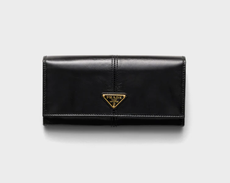 Prada Large Calfskin Leather Wallet-Black