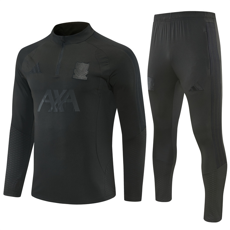Adult / Kids 2627 LVP Half Zipper Training Suit (All Black)