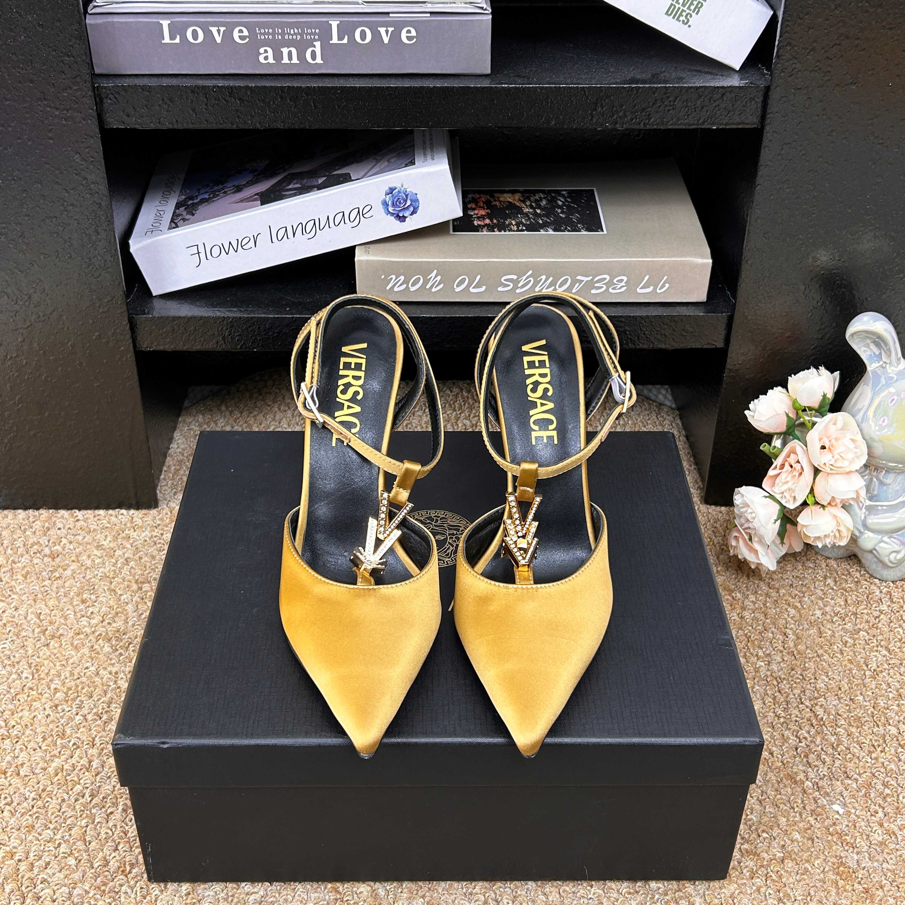 Versace Gianni Ribbon Satin Slingback Pump