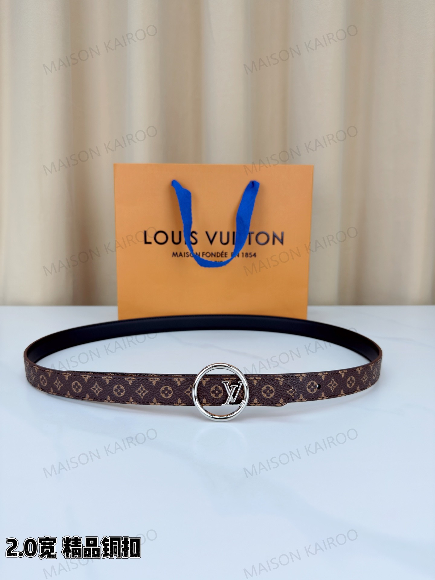 Louis Vuitton LV Monogram Round LV Logo Slim Belt 2.0 - KAIROO