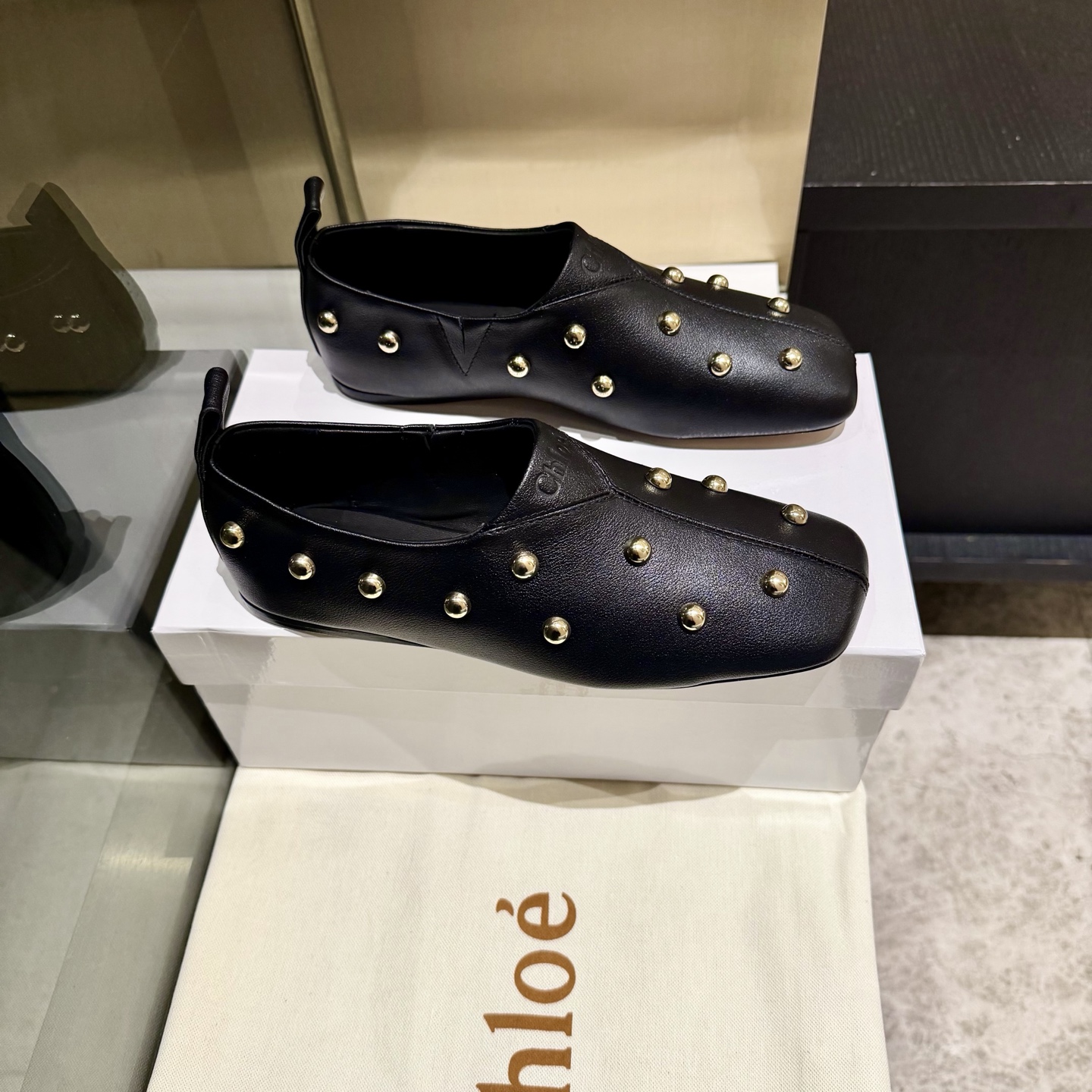 Chloe Studded Leather Ballet flat