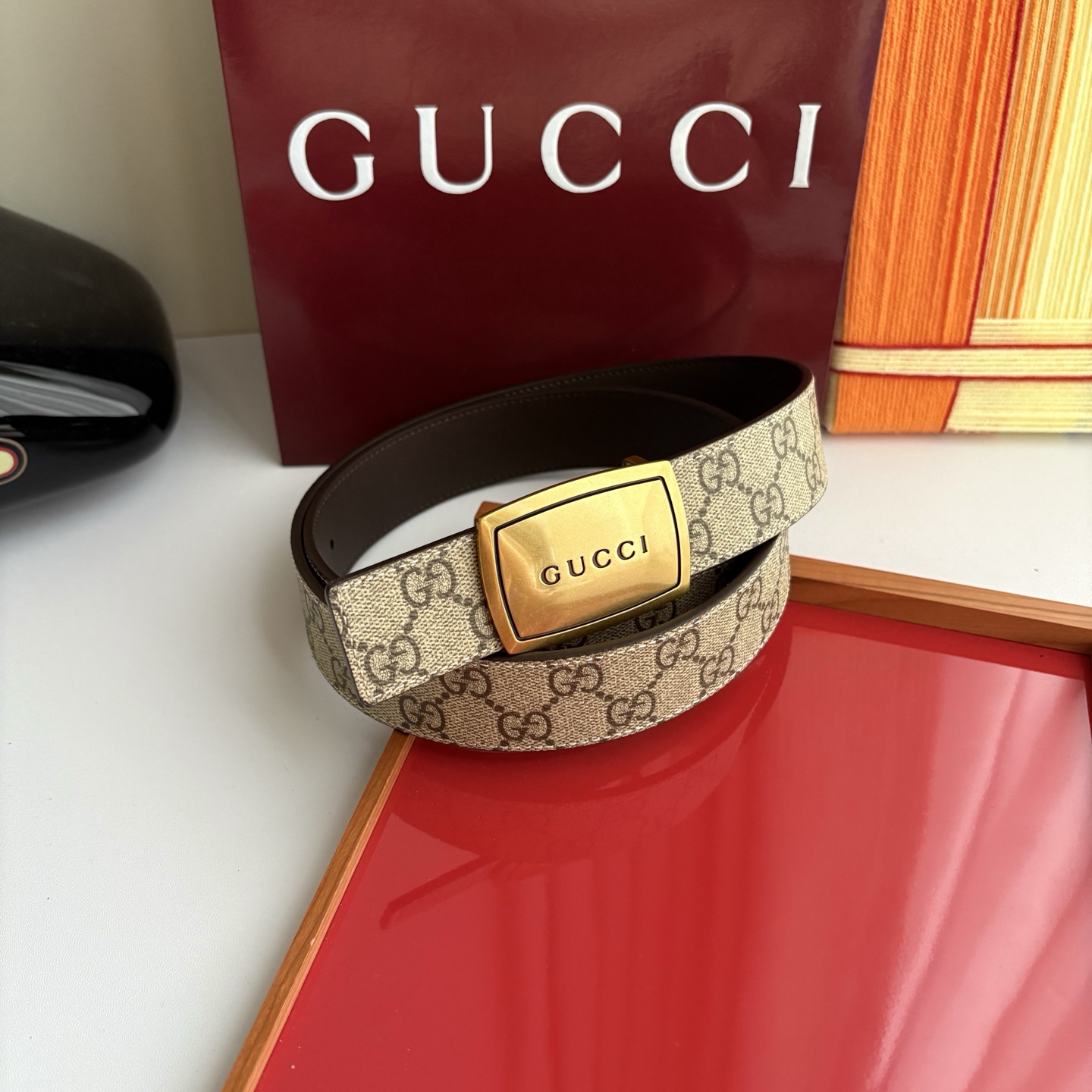Gucci Belt with plaque buckle 3.5cm