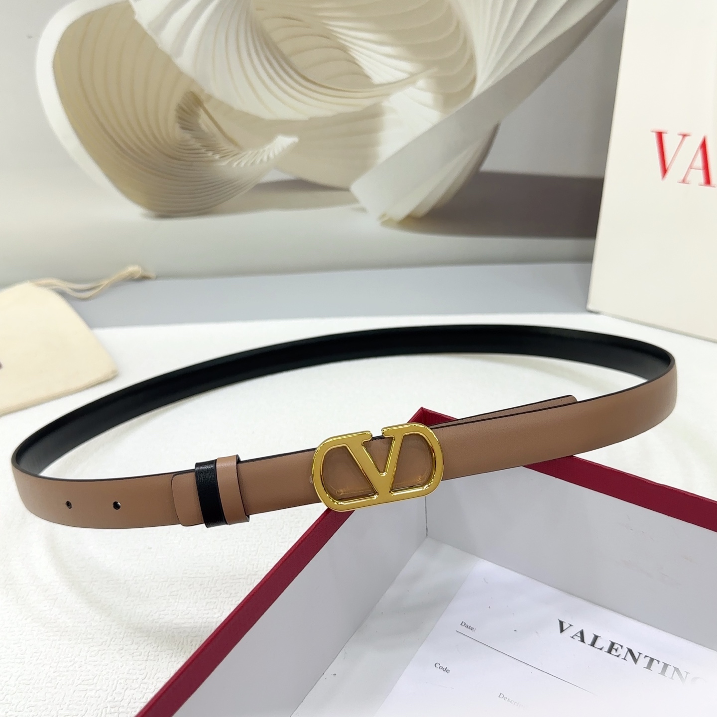 Valentino Reversible Leather Belt 2cm