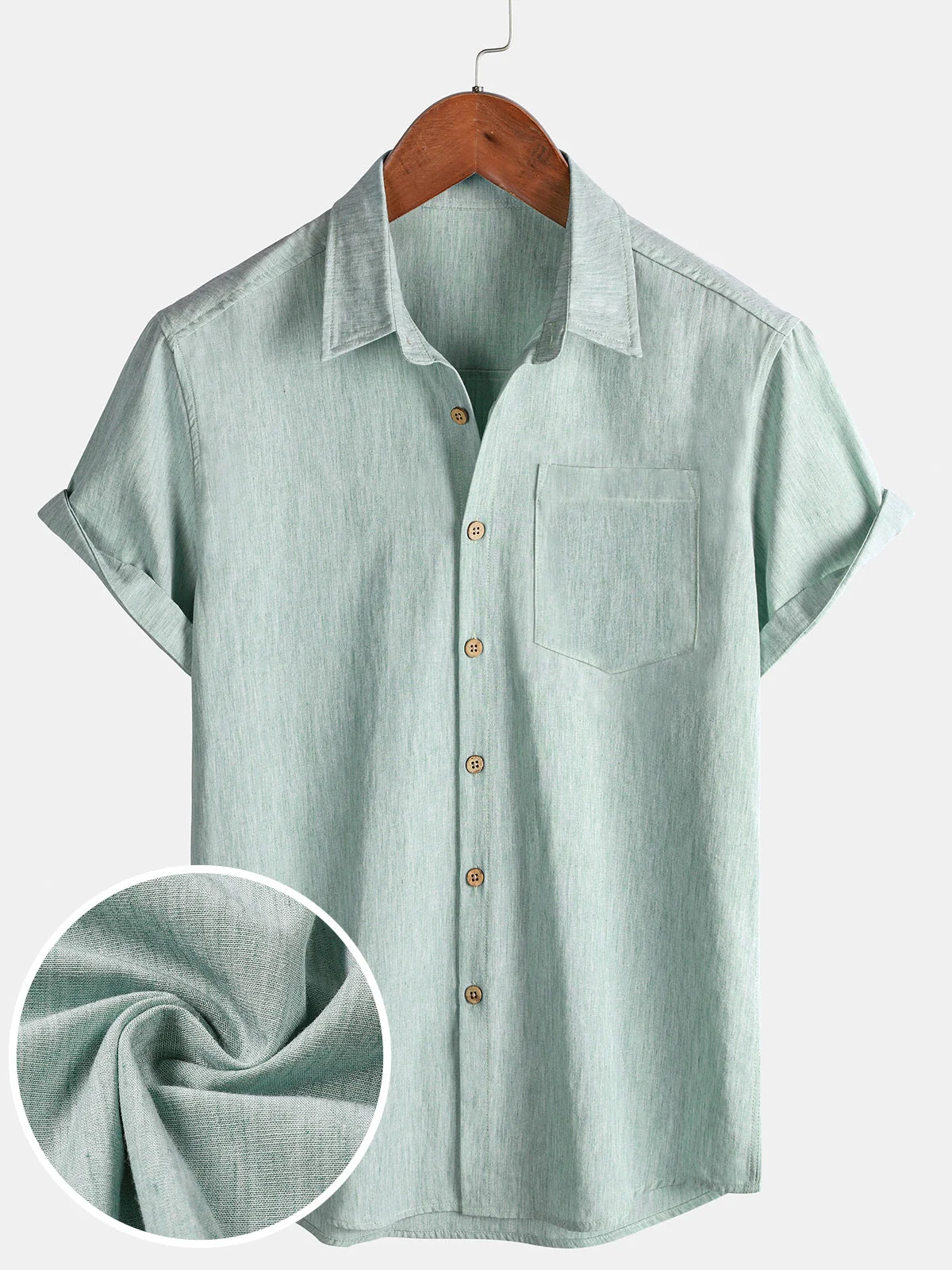 Men's Green Solid Sport Comfort Short Sleeve Shirt