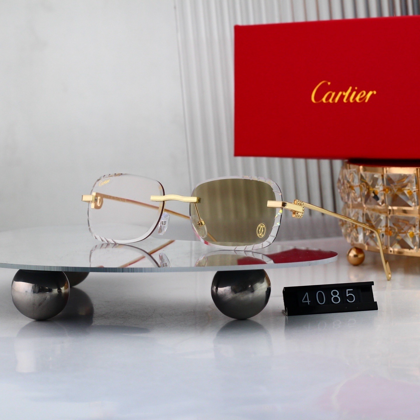 Cartier Metal Rimless Geometric Sunglasses Top quality - KAIROO