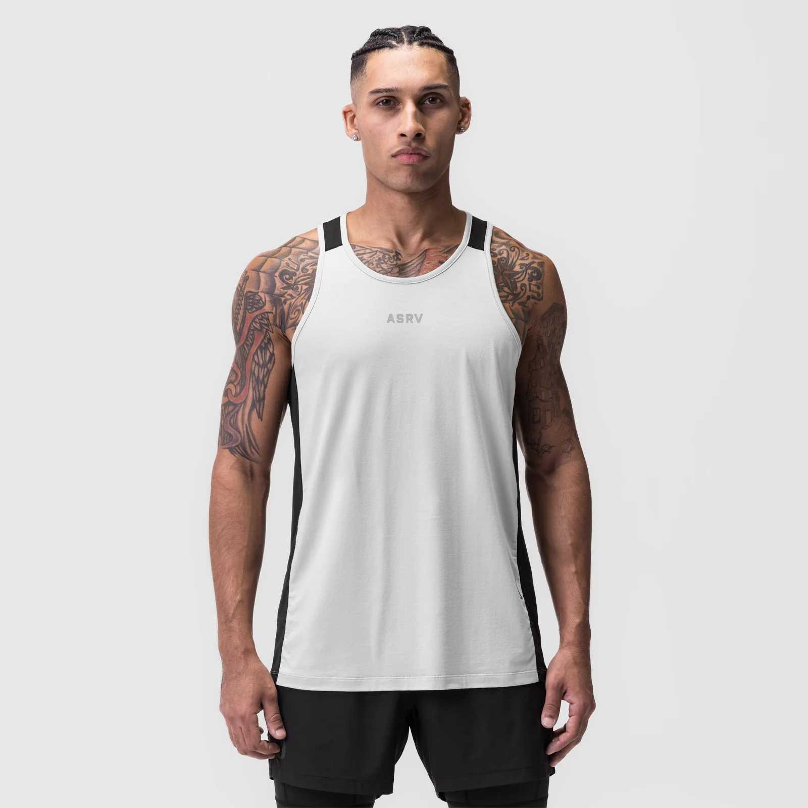0809. Supima Mesh Panel Training Singlet - White