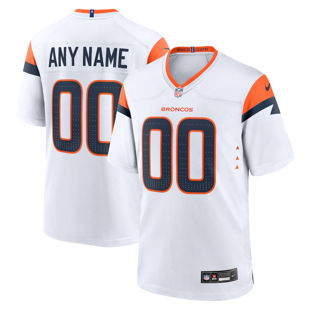 Customized  Denver Broncos Football Jersey Nike Navy White Orange Alternate Game Jersey