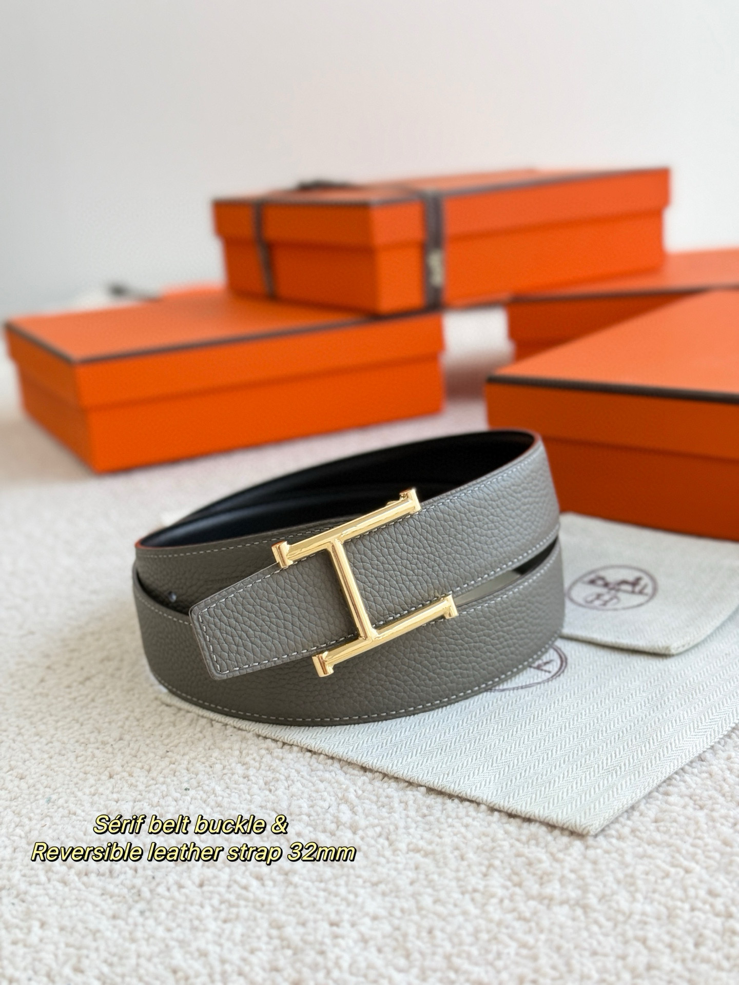 Hermes Serif Reversible leather belt 32mm