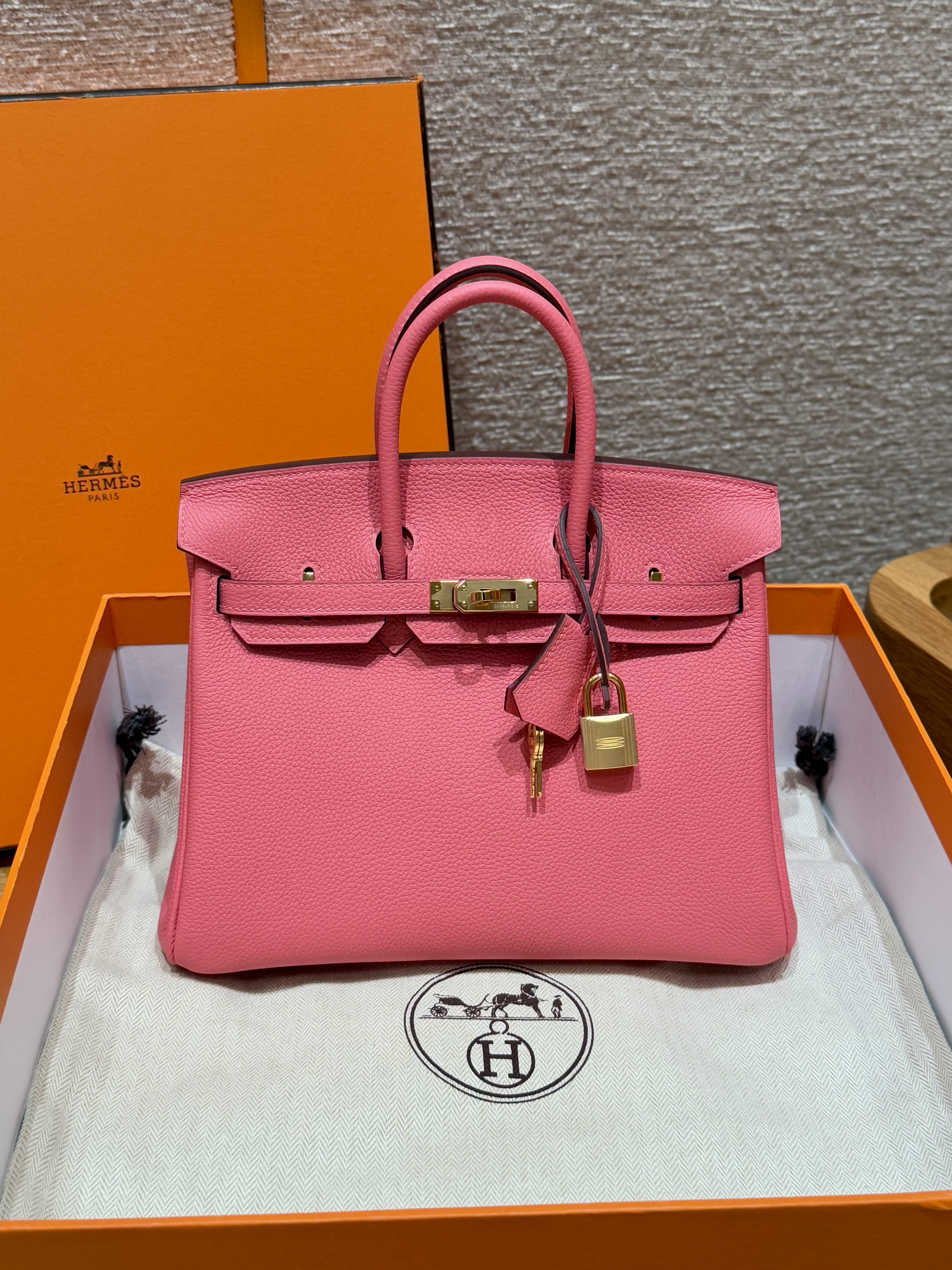 Hermes Rose Lipstick Togo Birkin 25 Bag