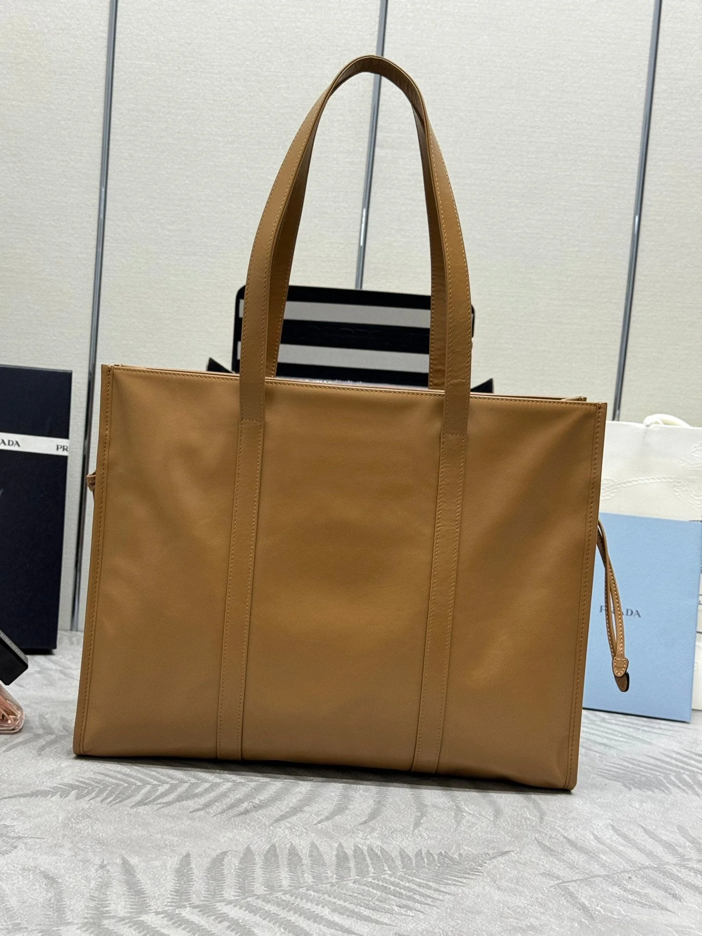 Prada TOTE BAG 39 IN CIDER BROWN SMOOTH CALFSKIN