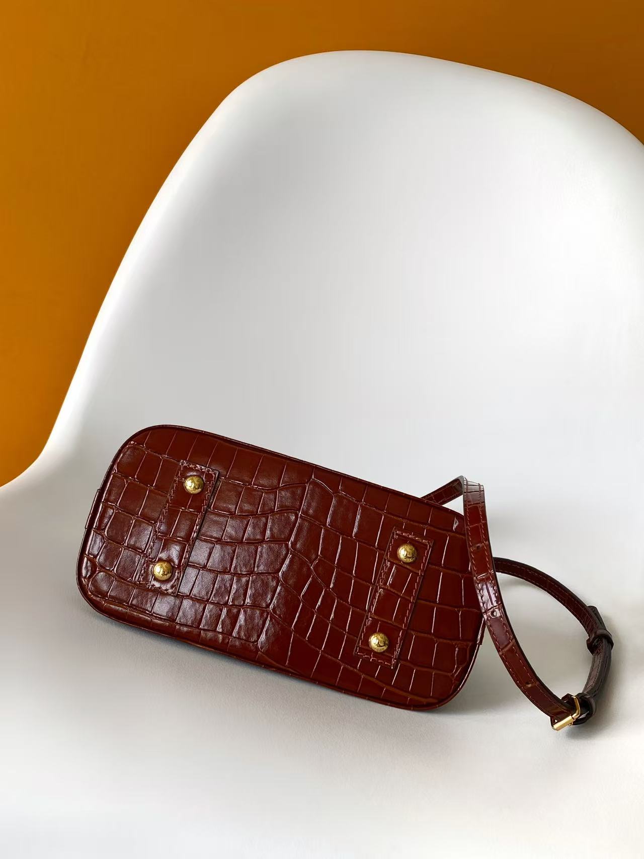 Louis Vuitton Crocodile Pattern Small Shell Bag Alma BB Handbag