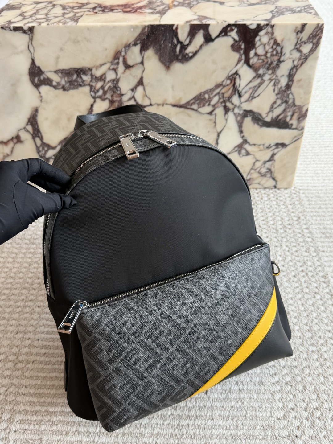 Fendi Oval Diagonal Stripe FF Monogram Nylon Tech Backpack - KAIROO