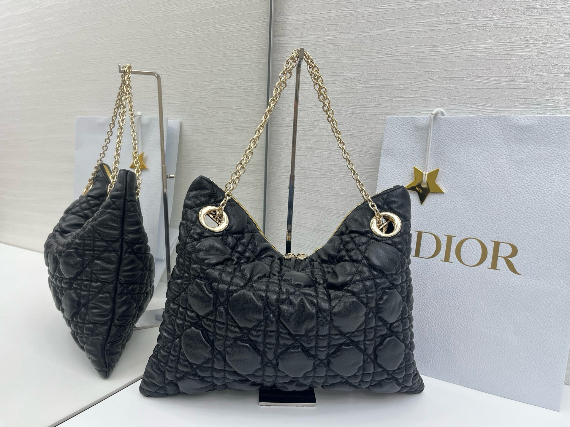 Dior Black Large Quilted Tote in Cannage Lambskin