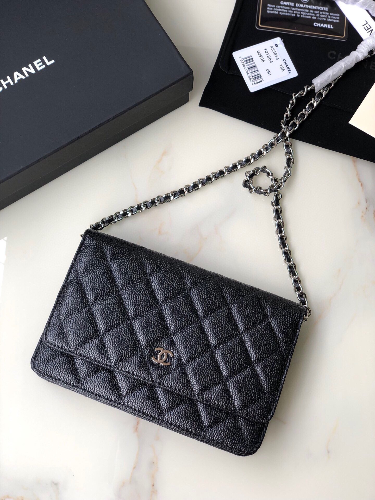 Chanel Classic Chanel On Chain in Black Grained Calfskin