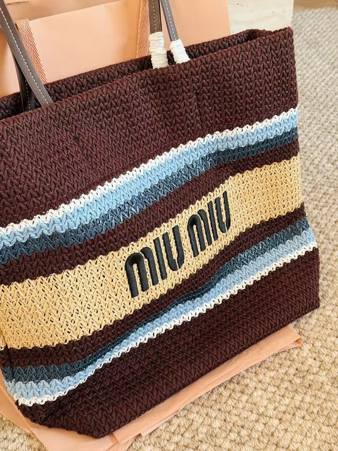 Miumiu new spliced pattern woven bag