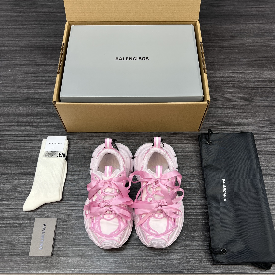 Balenciaga 3XL Pink Satin Ribbon Bow Coquette Oversized Chunky Sneaker - KAIROO